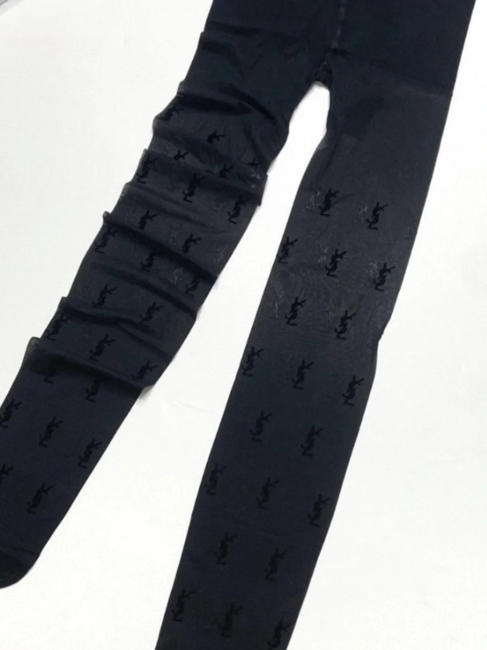 Sheer YSL Logo Pattern Tights